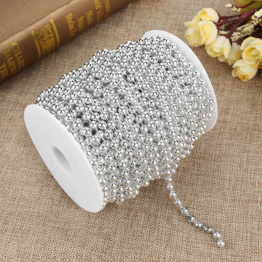 Filo di Ghirlanda di Perle Colore Argento Dimensione 6mm Decorazione Matrimonio Fai da Te Centrotavola Matrimonio