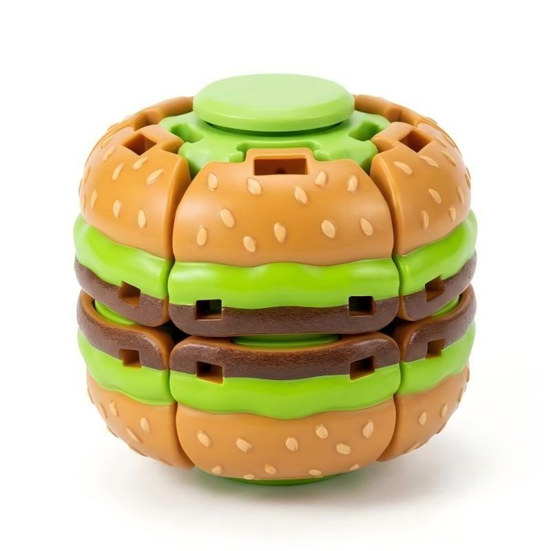 Hamburger Rotierender Stressball Ruhiges Lebensmitteldesign Fidget Toy Beruhigt Angst bei Autismus ADHS Kinder Reisebegleiter