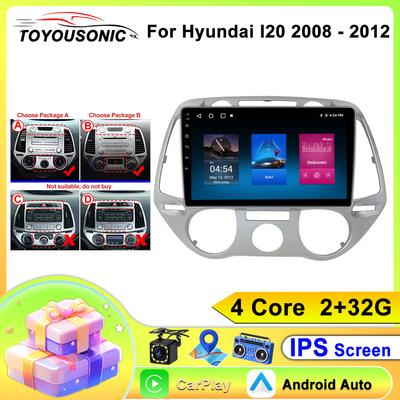 Autoradio Android Pour Hyundai i20 2008-2012 Multimédia Stéréo Radio Lecteur Vidéo GPS BT Carplay Android Auto Pas 2din QLED