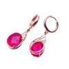 Purple Gold Inlaid Redstone Oval Earrings Simple Luxury High Temperament Rose Gold Plated Earrings