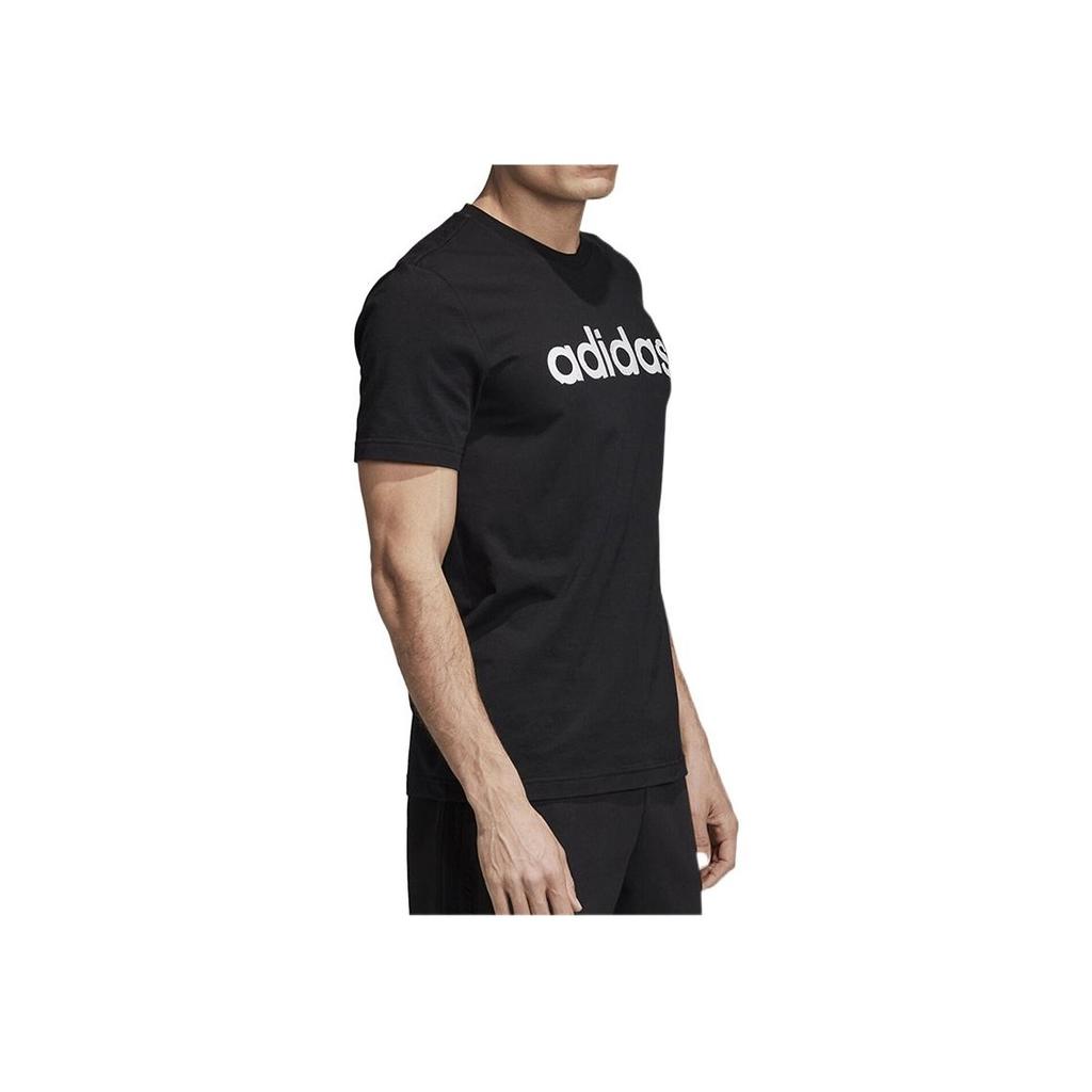 Adidas Alphabet Logo Print Casual Round Neck Short Sleeve T-Shirt Men Tops Black EI4599