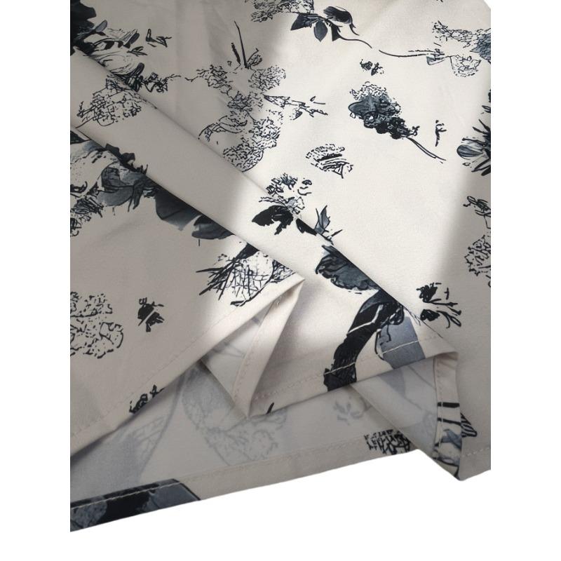 Women's New Summer Round Neck Spliced Ruffle Loose Printed Short Sleeve Tops T-shirt