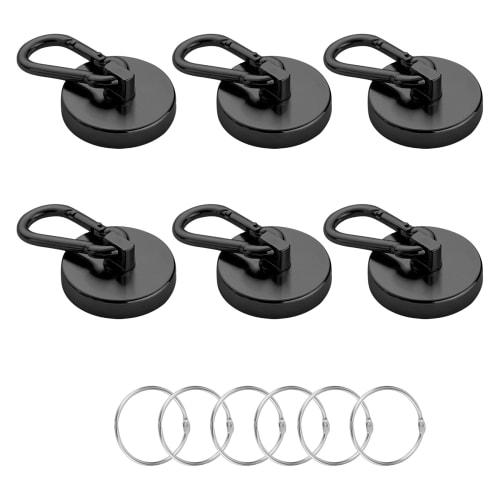 

DODOGOD Super Strong Magnet Hooks with Carabiner [Set of 6] Neodymium Magnets with Carabiner, 90kg Weight Capacity, 48mm Diameter, Strong, Rust-Proof,