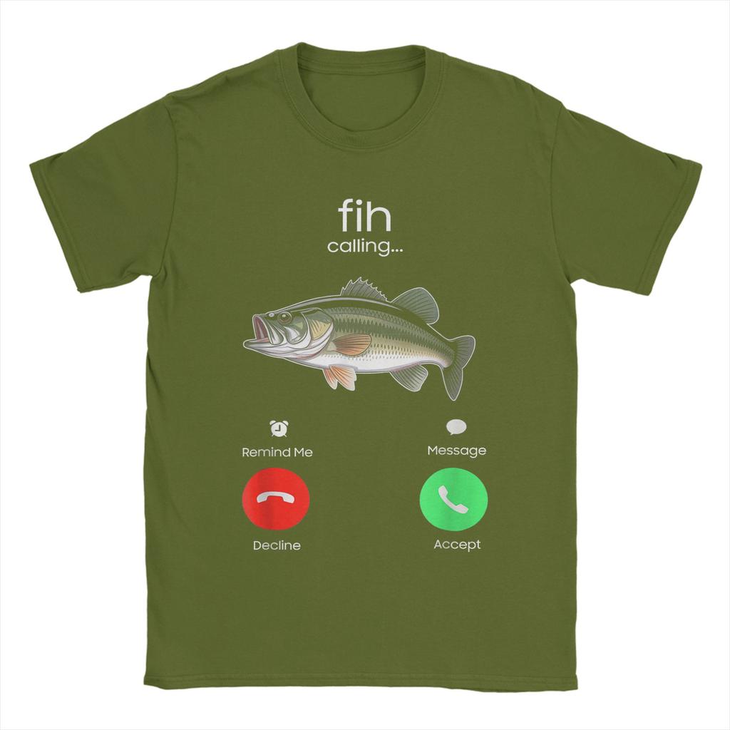 Fih Calling Remind me Message Decline Accept Phone Call Fish TShirt for Men Cotton Tee Shirt Short Sleeve T Shirt Plus Size