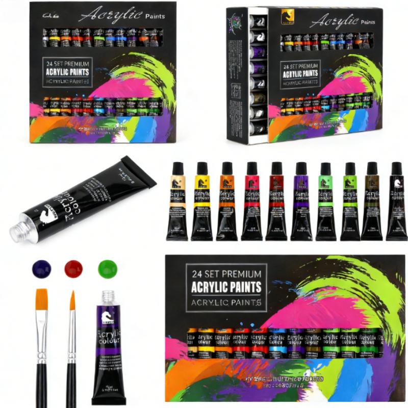 24-color Aluminum Tube Acrylic Oil Paint Set for Beginners Art Gouache Paint Painting Set