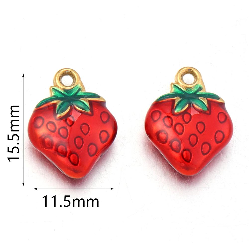 2pcs/lot Stainless Steel Enamel Charms Cute Fruit Strawberry Cherry Banana Flower Leaf Pendants For DIY Jewelry Making Necklace