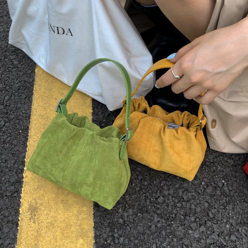 Borsa a Mano da Donna in Pelle Scamosciata Retrò Borsa Tote Piccola Pigra Elegante Pieghettata Borsa a Nuvola da Donna Borsa a Tracolla