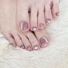 24pcs Fake Toenails Blue False Toenails with Cat Eyes Print Toe Nails Artificial Press On Nail Tips Full Cover False Nail