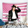 Michael J-Jackson Rosa Bandera Americana Tapiz Retrato de Estrella Pop Colgante de Pared Ventilador Decoración de Dormitorio Regalo