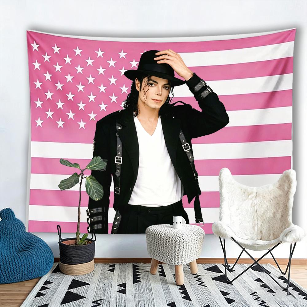 Michael J-Jackson Rosa Bandera Americana Tapiz Retrato de Estrella Pop Colgante de Pared Ventilador Decoración de Dormitorio Regalo