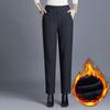 Pantalones pitillo a cuadros informales de lana para mujer, ropa de calle de moda coreana, pantalones rectos cálidos de cintura alta, otoño e invierno