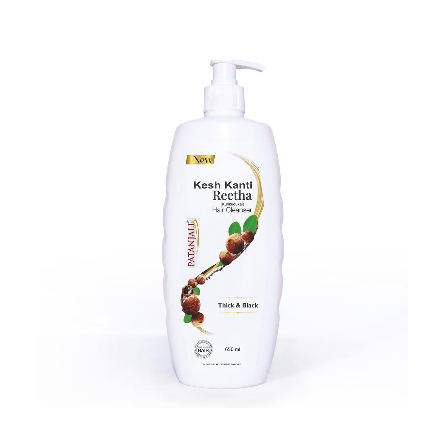 Patanjali Kesh Kanti Reetha Hair Cleanser 650 Ml Natural Shampoo for Thick Black Hair Scalp Care