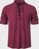 Men's Cotton Linen Henley Shirt - Beach Casual Stand Collar Long Sleeve (2024)