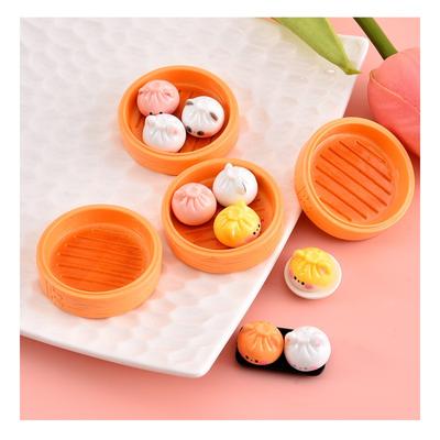 Breakfast Steamer Cute Animal Cream Glue DIY Accessories Resin Parts Dumpling Toys 1 Steamer 4 Buns Sets