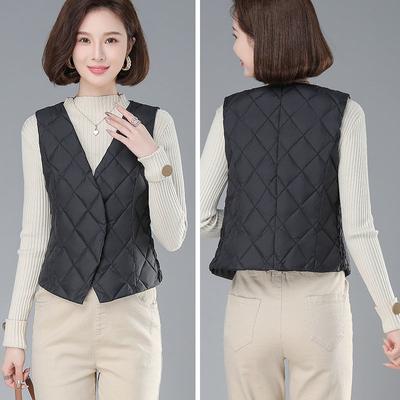 Women's Down Vest for Autumn and Winter Inner Wear Warm Waistcoat Mother's Style Short V-Neck Vest