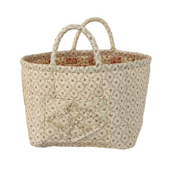 Boho Fabric Laundry Basket Floral Print Quilted Storage Basket Portable Folding Basket Bag with Handles for Home Clothes And Sundries