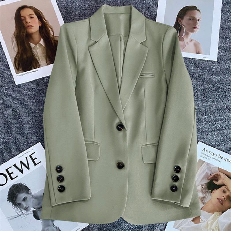 Women's Beige Petite Blazer - Casual Street Style for Spring and Autumn