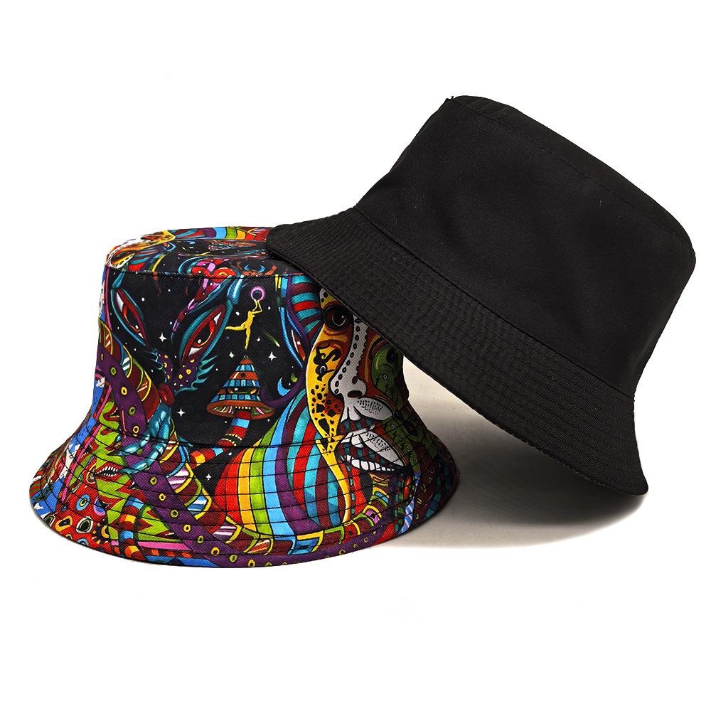 Sombrero de Cubo con Estampado de Moda para Mujeres Hombres Verano Exterior Protector Solar Viaje Playa Sombrero de Pescador Unisex Decorado Panamá Hip Hop Calle