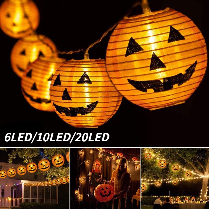 Luci a stringa di zucche di Halloween 3D Lanterne di Halloween per feste Casa Decorazione fai da te Luce bianca calda Luce a batteria