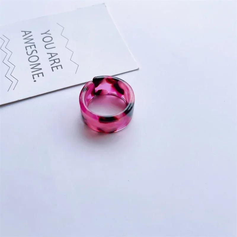 Colorful Open Marbling Ring Aesthetic Acetate Colorful Acrylic Thick Round Rings for Women Girls Jewelry Accessories Gifts