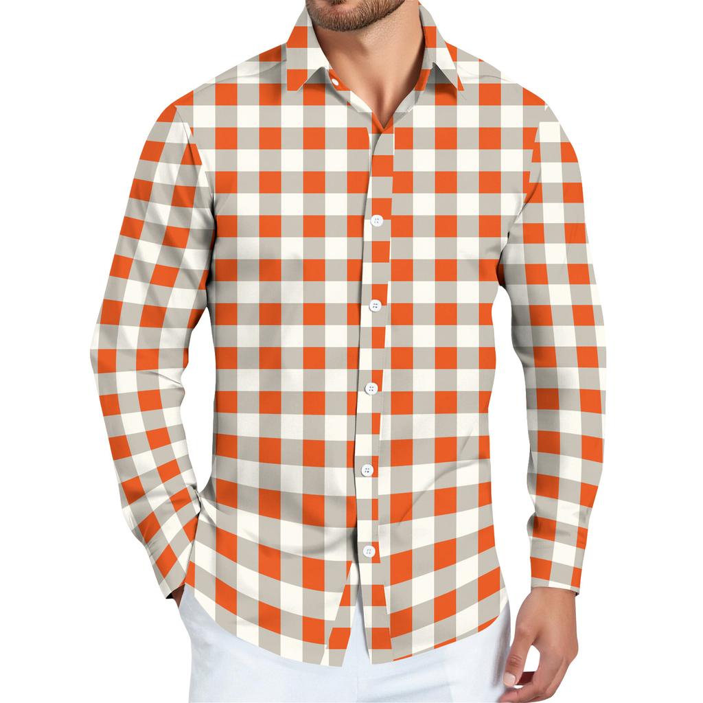 Men's Striped Print Long Sleeve Button-up Shirt