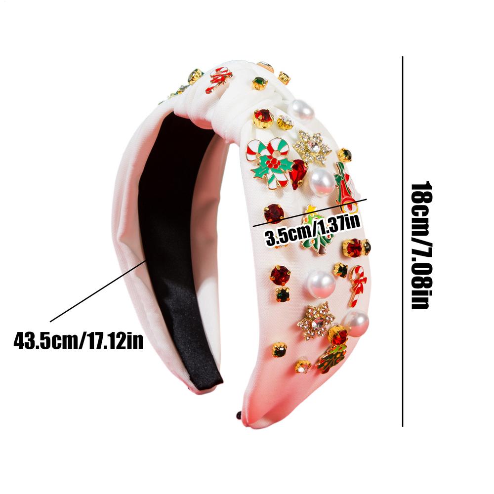 Elegant Christmas Headband Set with Christmas Tree and Pearl Imitation Retro Style Wide Knot Headband for Women