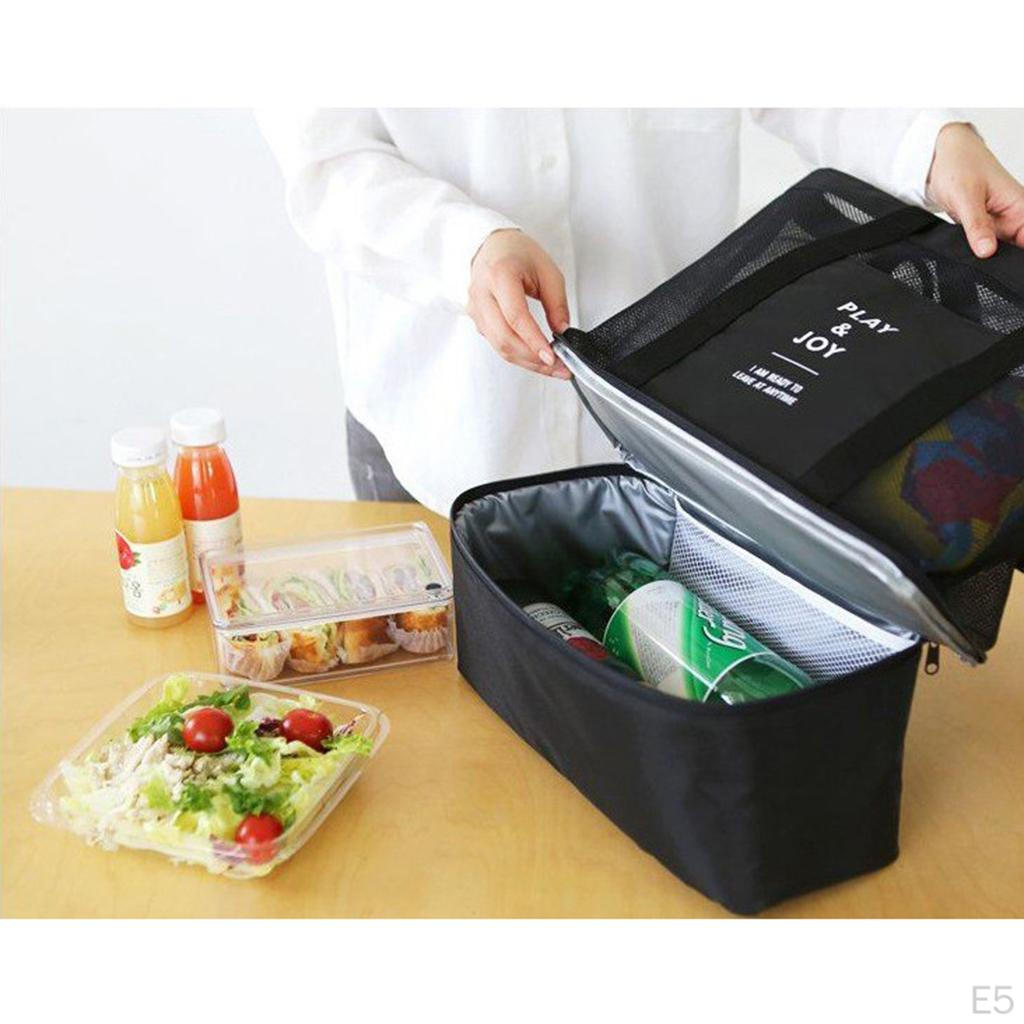 Leichte tragbare Picknicktasche für draußen, Netz-Strandtasche, isolierte Kühltasche