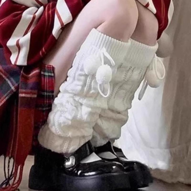 Japanese Knitted Leg Warmers for Women Y2k Harajuku Ribbed Long Socks for Girls Lolita Kawaii Boot Socks Gyaru Accessories