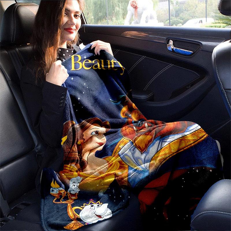 1pc Beauty and The Beast Printing Blanket - Soft, All-Season Throw for Office Blanket, | Personalized Gift with Adorable Cartoon Design