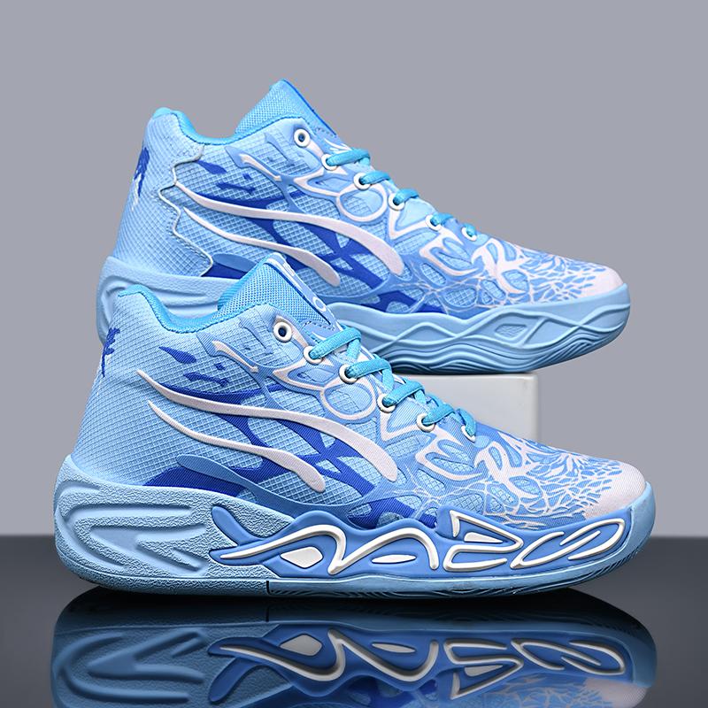 Basketballschuhe für Herren Weich Leicht Training Feld Anti-Rutsch Stoßdämpfend Atmungsaktiv Bequem High-Top Sneaker Mann 39 white