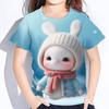 Rabbit Cartoon Print Toddler Short Sleeve Tops Oversized Crew Neck Tees Little Girl Clothes