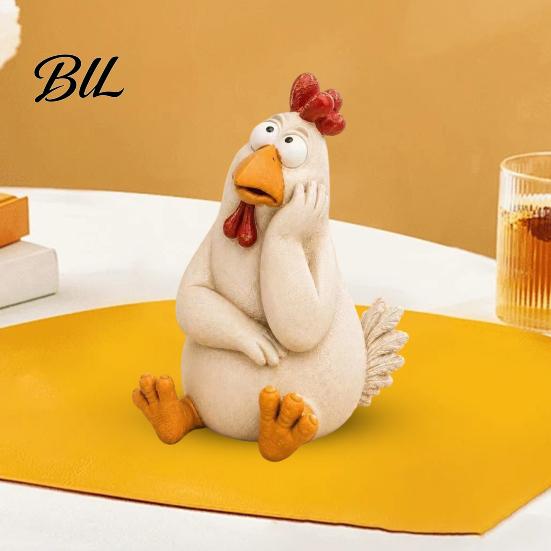 Outdoor Yard Statue Figures Funny Chicken Garden Statue, Resin Figurine, Farmhouse Whimsical Courtyard Ornaments Decor for Balcony Flowerpot,