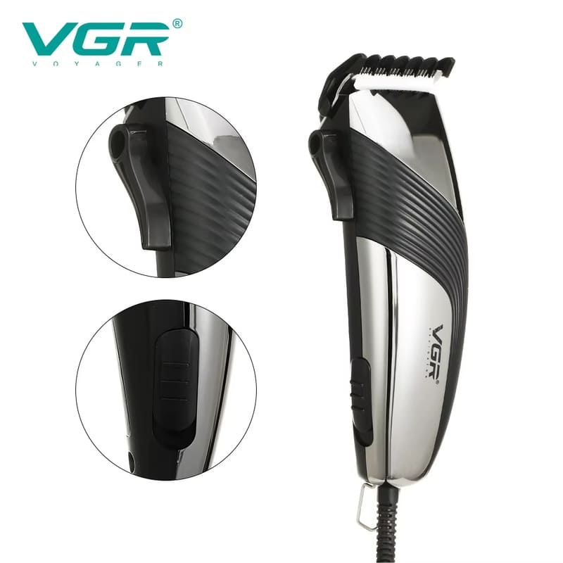 VGR 121 Hair Trimmer Adjustable Hair Cutting Machine Professional Oil Head Clipper Electric Haircut Machine Wired Trimmer Clipper Carved Home Clippers