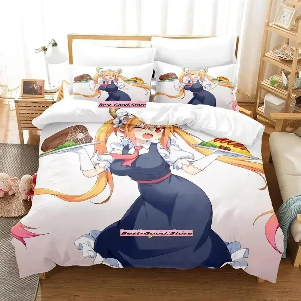 Neues Miss Kobayashi's Dragon Maid Bettwäsche-Set Anime dreiteiliges Set Erwachsene Kind Schlafzimmer Bettbezug-Sets Mode conjunto de cama