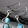 1 Pair Hook Earrings Bohemia Style Anti-deformed Exquisite Blue Stone Water Wave Shape Women Dangle Earrings Female Jewelry