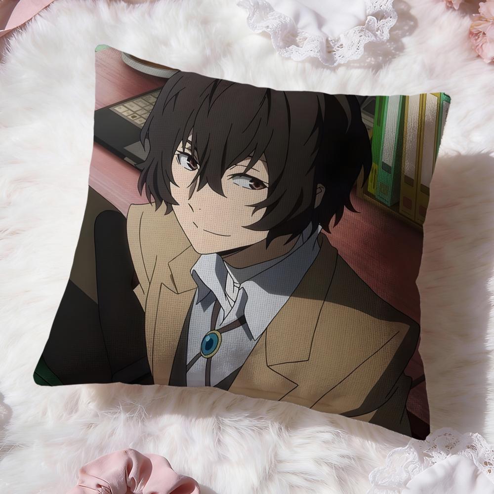 b-Bungo Stray Dogss Cushion Cover Premium Comfort Reversible Pillow Cove -Two in One Design for Any Room & Car Interior