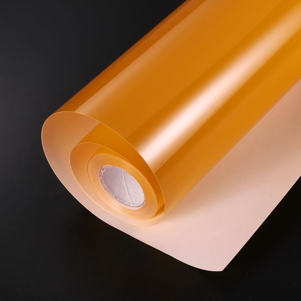 Uxcell HTV Heat Transfer Vinyl, 11.8" X 15ft Roll, PVC Orange Yellow Iron-On Vinyl for All Cutter Machines, Easy To Cut and Weed