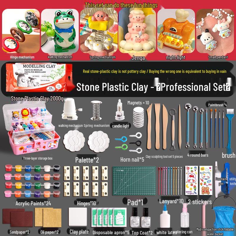 Stone Plastic Clay DIY Set: No-Bake, Malleable Light Clay for Handmade Sculptures