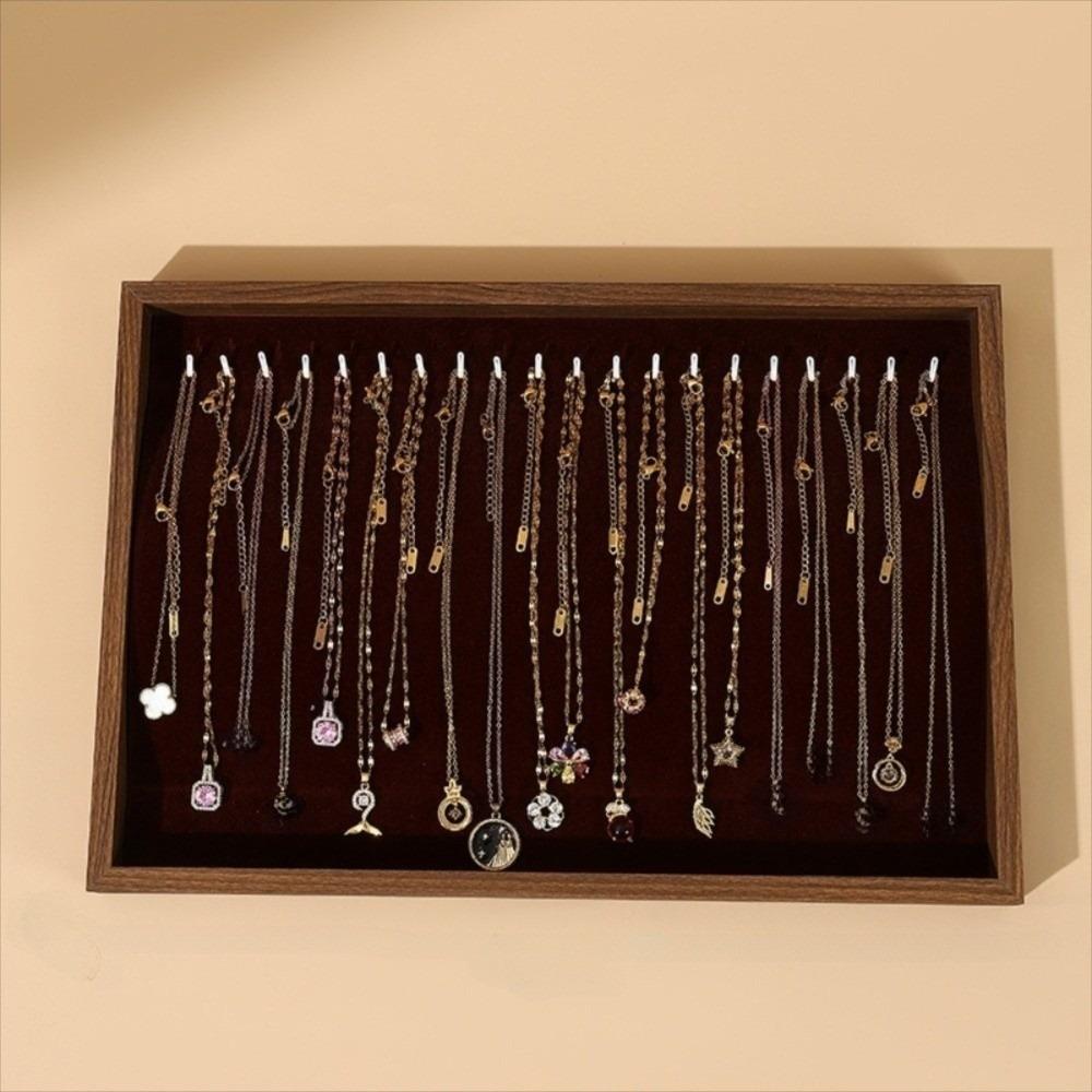 Flat Bottom Wood Velvet Jewelry Pallet Stackable Jewelry Drawer Inserts Necklaces
