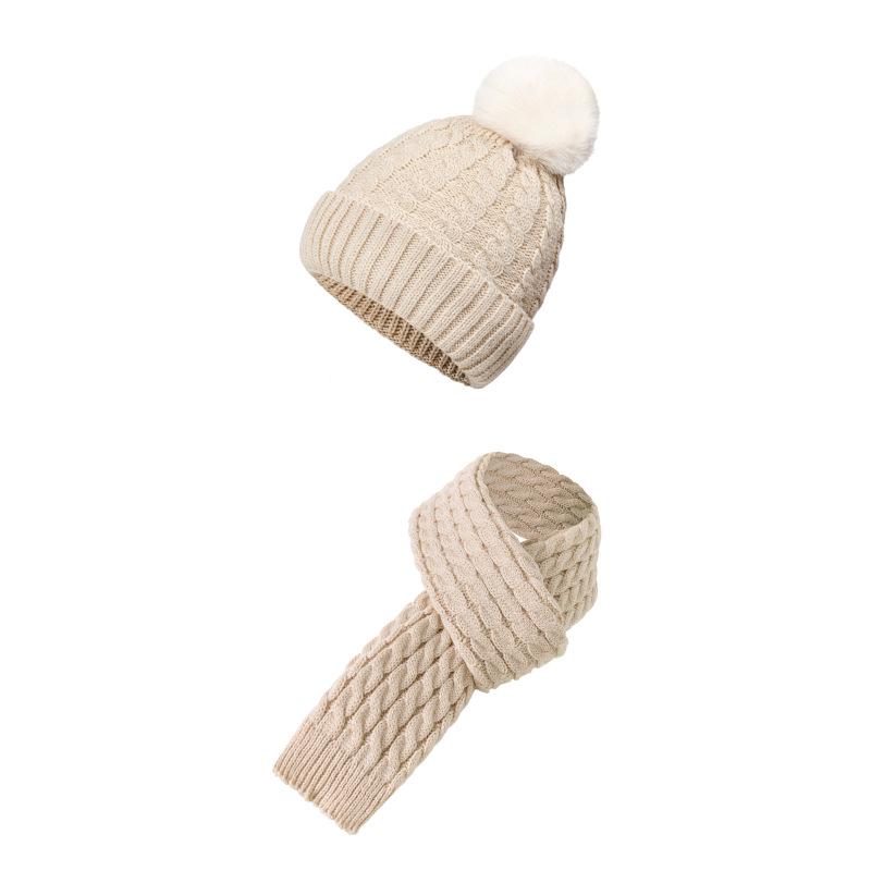 European Winter Knit Wool Hat, Scarf & Gloves Set