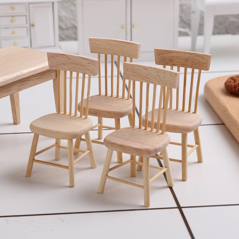 Miniature Model Mini Oak Dining Table Chairs Table Table Food Play Dollhouse Accessories Diy