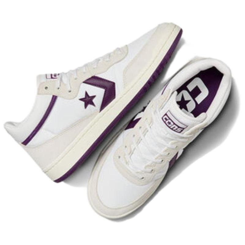 Converse Cons Fastbreak Pro Comfortable and Versatile Low-top Board Shoes for Men and Women In White Grey Purple