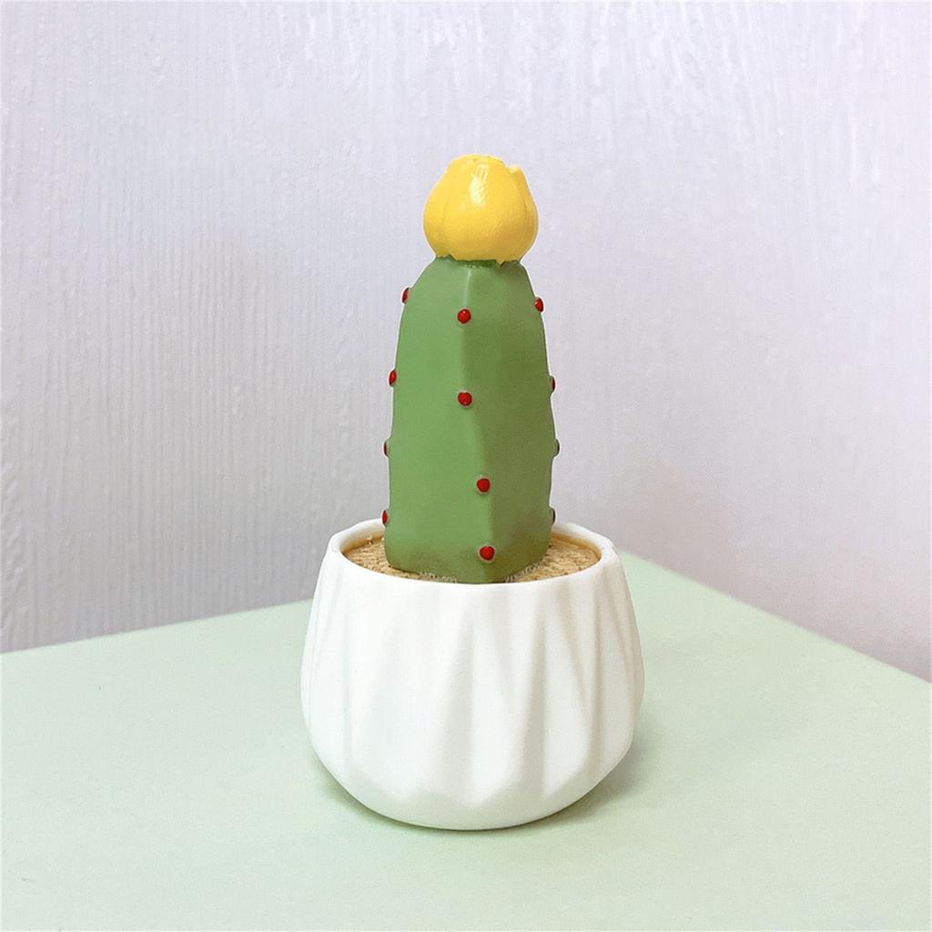 Mini Artificial Cactus and Bonsais Figure Resins Succulent Faux Potted Plant Figurine for Home and Office Desktop Decors