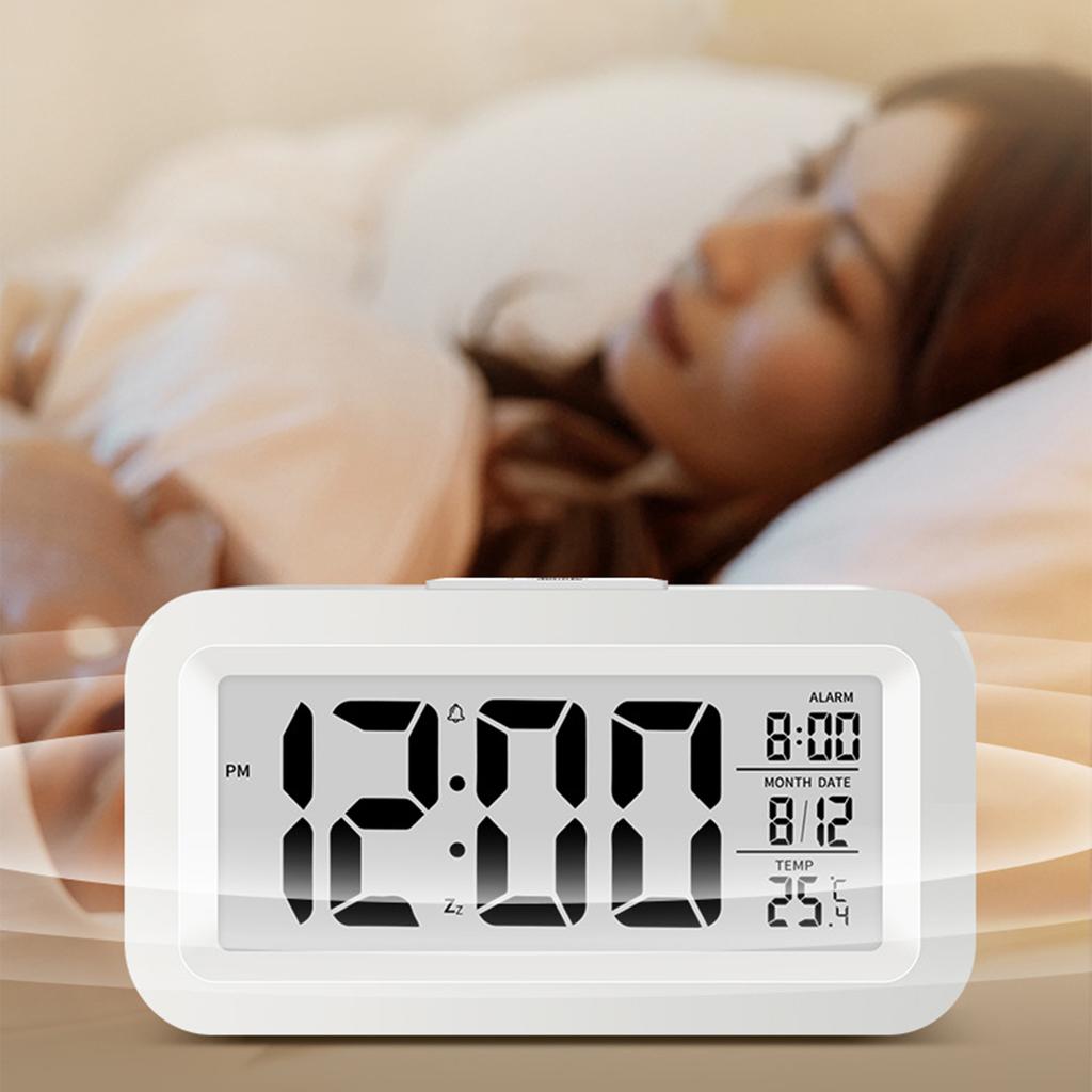 Mini Digital Alarm Clock Temperature Date Battery-powered Children's Creative 12/24h Mute Bedside Electronic Lcd Clock Gift