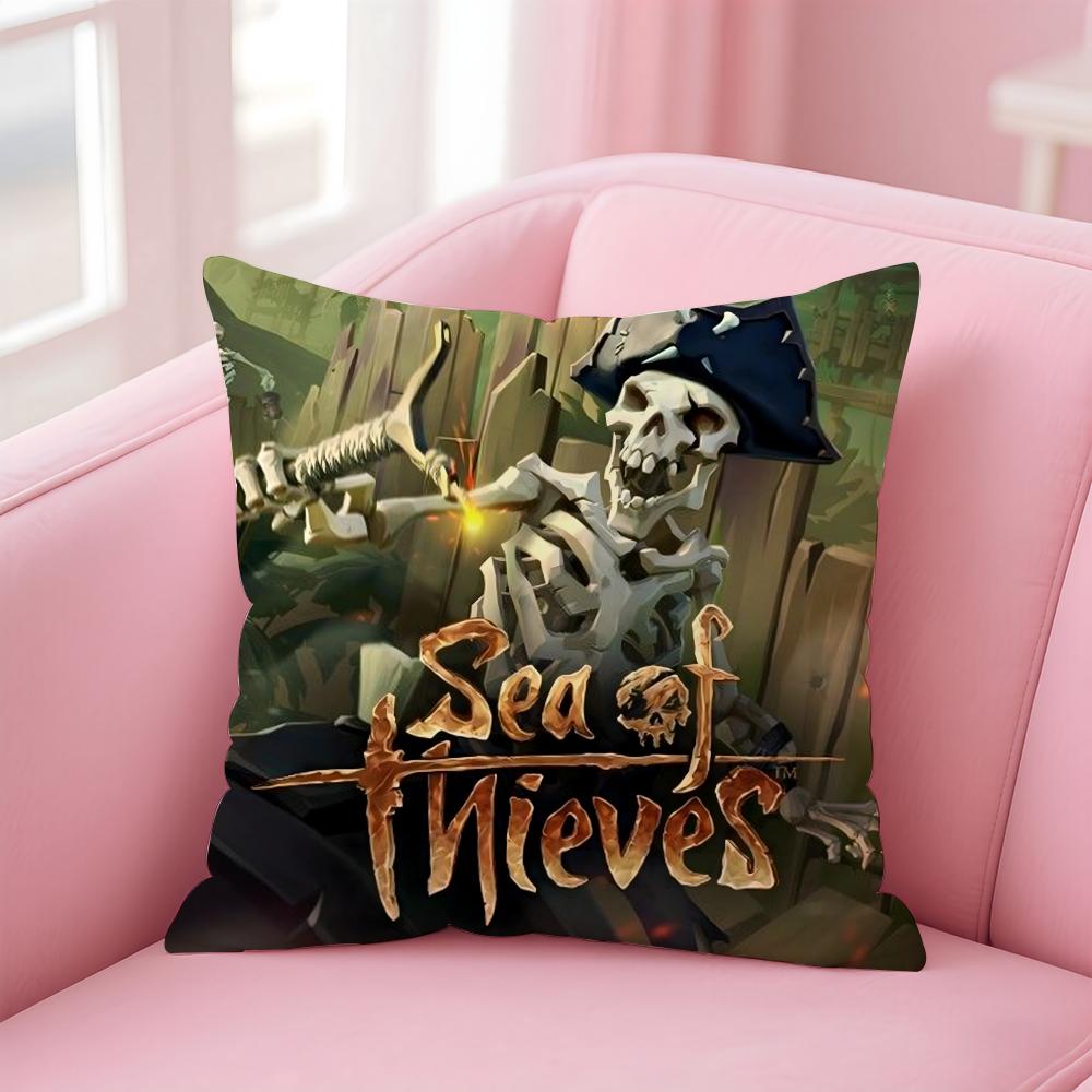 S-Sea of Game T-Thieves Cushion Cover Comfortable Reversible Pillow Cover Ideal for Car Sofa Bedroom & Beyond 12x12Inch