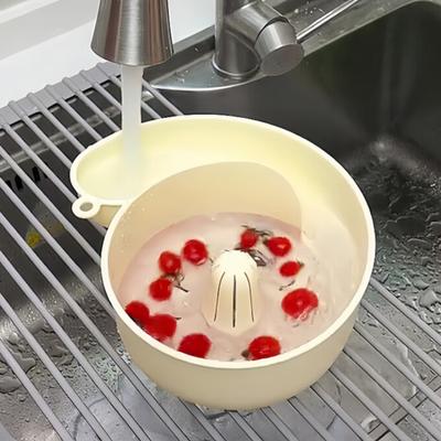Snail Shape Drain Basket Automatic Cleaning Basket Fruit Plate Filter Multifunctional Kitchen Tool for Washing Berries Grapes Cherry Tomatoes