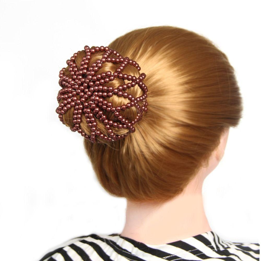 Korean Style Crochet Bun Net Elegant Pearl Fake Pearl Hair Nets Performance Wear