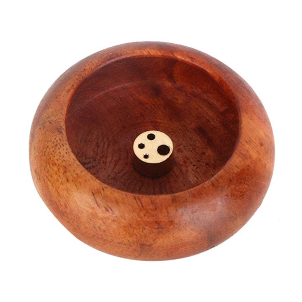 Vietnamese Mini Round Incense Stick Buddhist Supplies Bowl Shape Incense Holder(Rosewood)