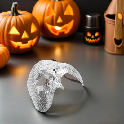 Reflective Half Face Disco Mask Mirror Surface Flash Masquerade Halloween Festival Birthday Costume Disco Glitter Mask