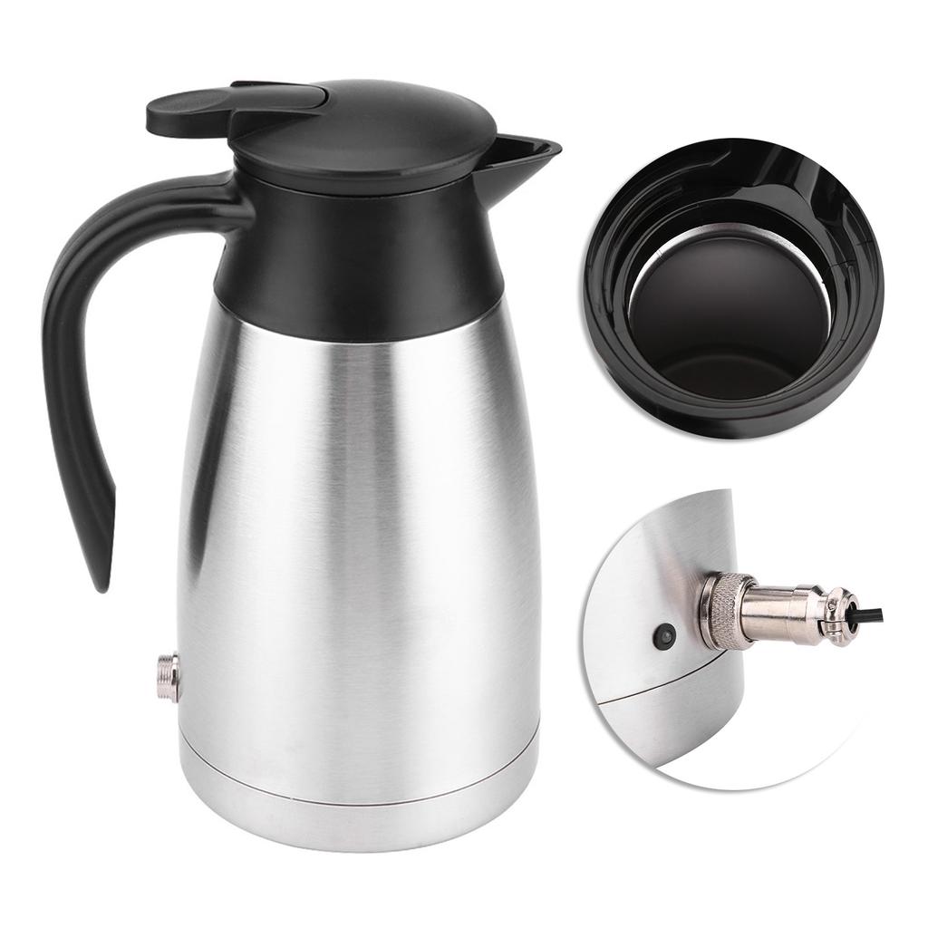 1000ML 12V24V Stainless Steel Electric In Car Kettle Travel Thermoses Heating Water Bottle